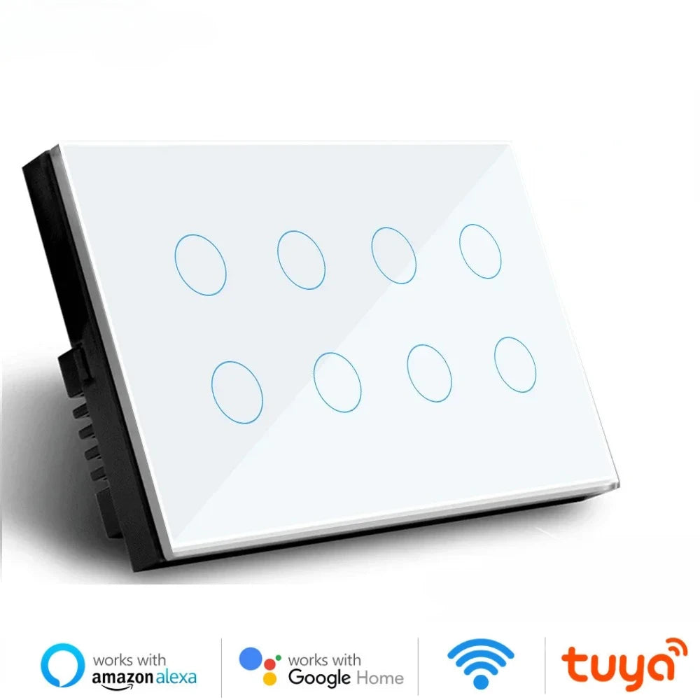 Melery Wifi Smart Tuya Light Switch 4/5/6/8/10 Gang Glass Wall Touch Sensor Alexa Remote Voice Control by Google Home Assistant