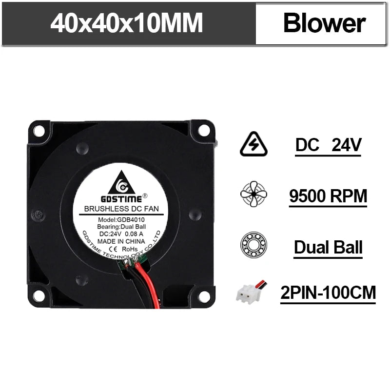 Gdstime Brushless Turbo Fan 24V Dual Ball 30mm 40mm 50mm For 3D Printer Fan DC Blower Cooling Fan 3010 4010 4020 5015 Clooer