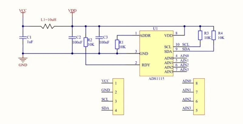 ZY ADS1115 Four 16-bit ADC Module I2C Communication Module ADC Sampling Channel ADS1115 Chip