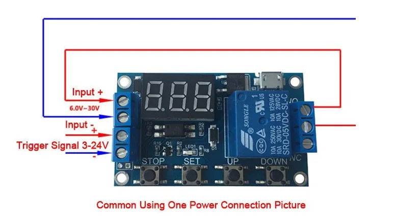 SAMIROB DC 6-30V Support Micro USB 5V LED Display Automation Cycle Delay Timer Control Off Switch Delay Time Relay 6V 9V 12V 24V