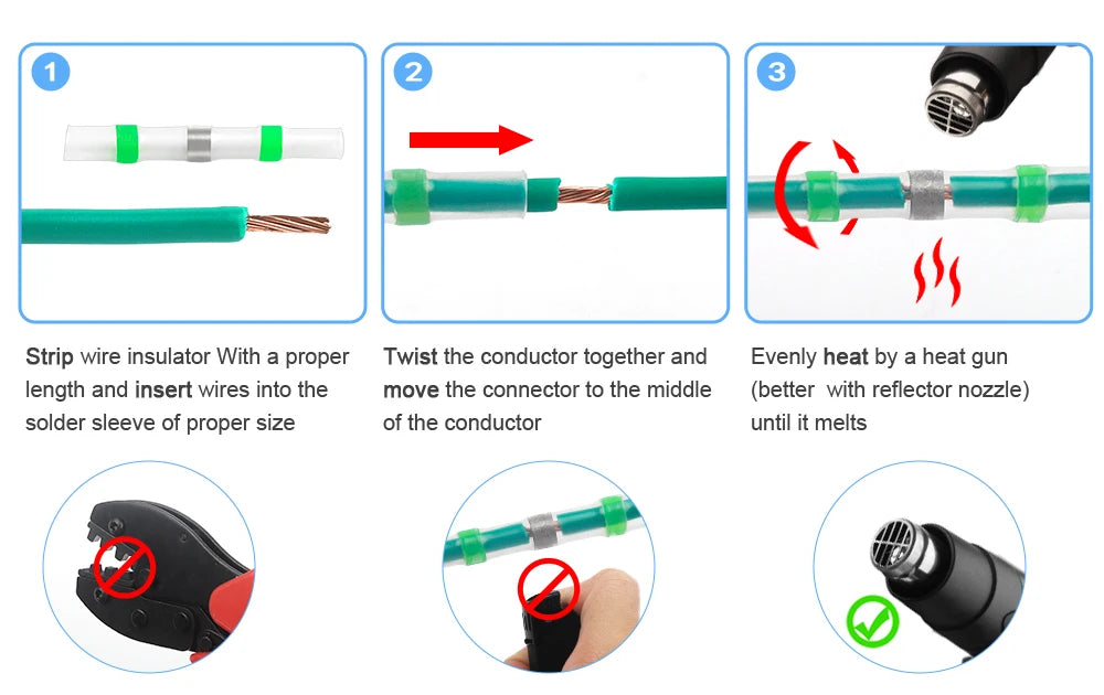 50/100/120/150/250/400Pcs Boxed Heat Shrink Tin Butt Connectors Waterproof Solder Seal Sleeve Splice Terminals 26-10AWG 0.25-6mm