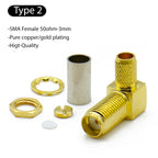 SMA Male Plug SMA Female Jack Connector RP SMA Female Crimp 90 Degree Right Angle RF Coax Coaxial  Adapter Cable Wire Terminal