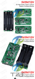 TZT Type-C 15W 3A Fast Charge UPS Power Supply / 18650 Lithium Battery Charger Module DC-DC Step Up Booster Converter 5V 9V 12V