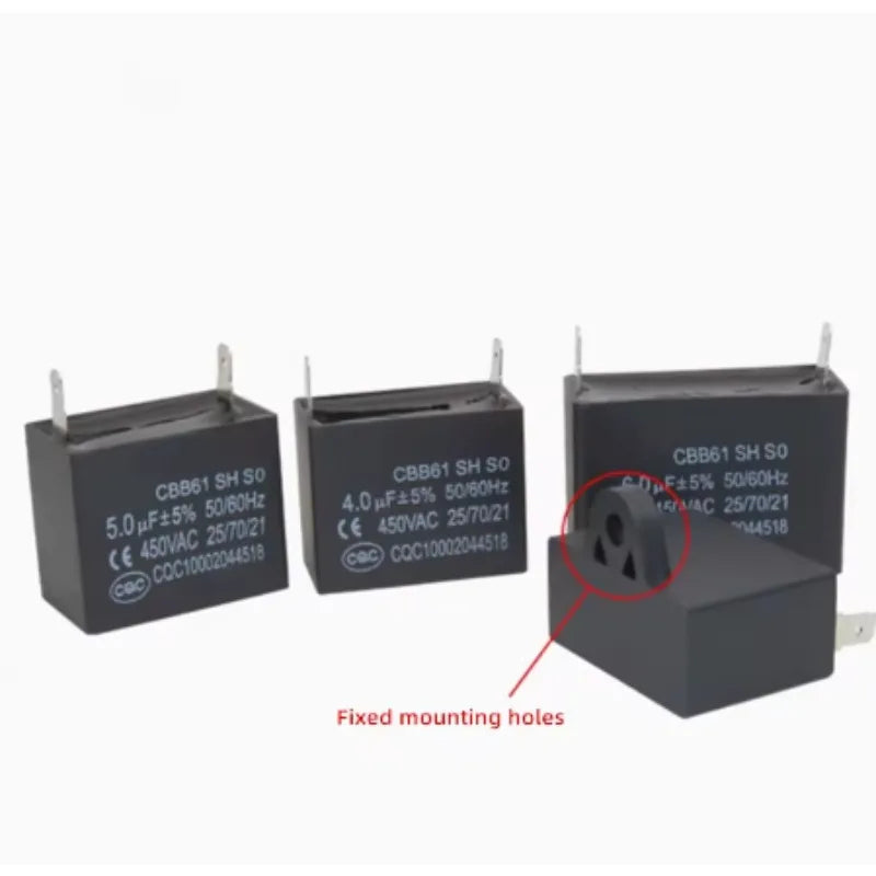 CBB61 Fan Air Conditioner Starting Capacitor 450V 1/1.2/1.5/2/2.5/3/3.5/4/4.5/5/6/7/8/10/12UF Ceiling Fan Hood Motor Capacitor