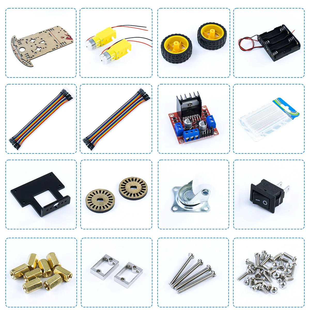 2-Wheel Smart Robot Car Chassis Kit with L298N Motor Driver Board, Complete Robotics Chassis Set