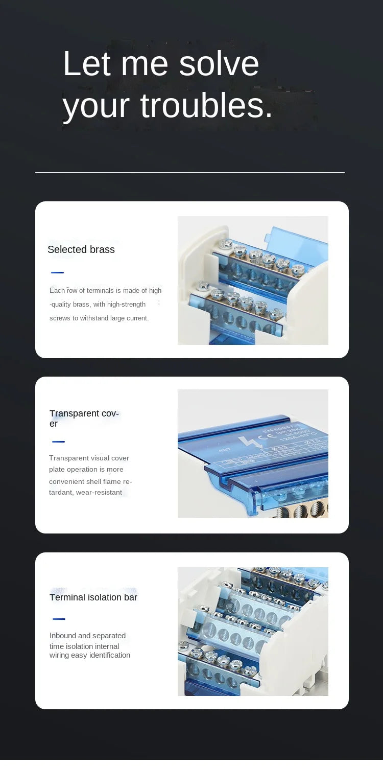 207 211 407 Din Rail Terminal Blocks Screw Modular Power Distribution Box Block Box Zero Wire Terminal Copper Junction Box