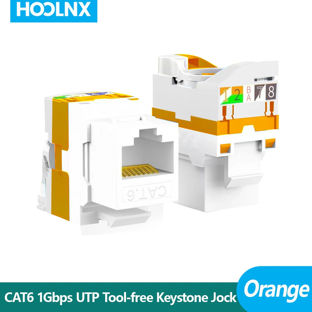 HOOLNX CAT6 Rotating Keystone Jack, No Punch Down Tool Required Network Module, 5/10/12/24/48 PACK