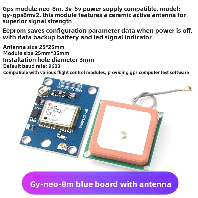 NEO-6M/7M/8M GPS Module for 51 MCU STM32,Arduino,APM2.5 Flight Control.High Sensitivity,Low Power,Fast Positioning with Antenna!