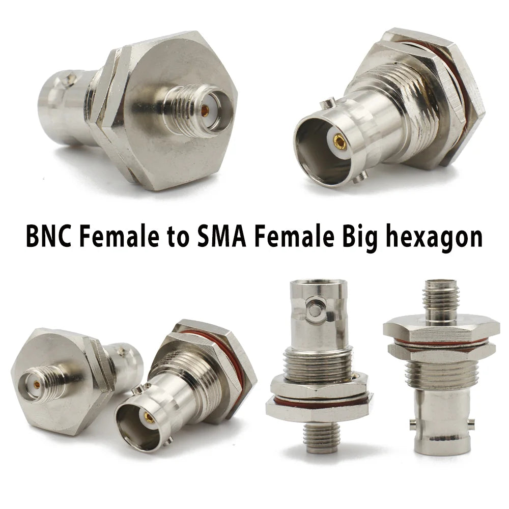 Q9 BNC Female to SMA Female Straight Connector Flange Bulkhead RF Coaxial Adapter 4 Holes Panel for WiFi Ham Radio Antenna 50ohm