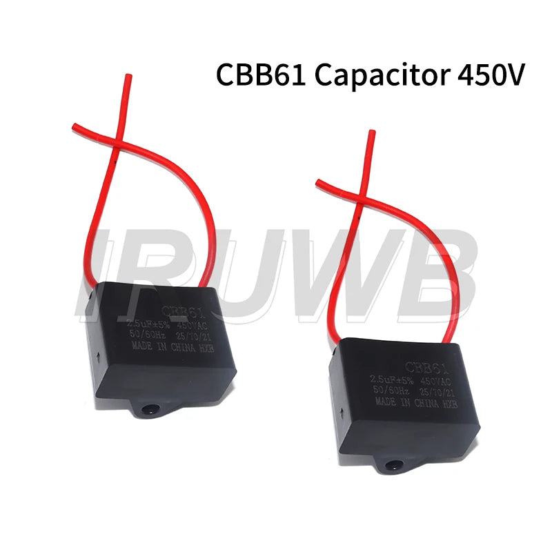 Fan Starting Capacitor 450V Fan Capacitors 1UF 1.2UF 1.5UF 2UF 2.5UF 3UF 4UF 5UF 6UF 10UF CBB61 Capacitor 450V