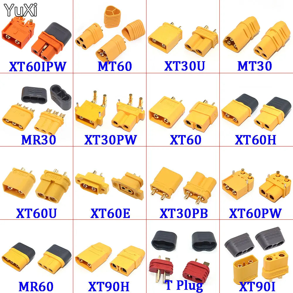 YuXi XT90H XT60 XT60H XT30 XT30U MR30 MR60 MT30 MT60 XT60H XT60W XT60PW XT30PW T-type Plug Lithium Battery Socket Connector