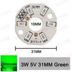 10 Pieces LED 3W 5V USB Light Board SMD 5730 Chip Red Green Warm White Yellow Purple Round Changing Light Source With 20 Cm Cabl