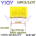 10PCS 275VAC X2 Safety capacitor 22.5MM 0.22UF 0.33UF 0.47UF 0.56UF 0.68UF 0.82UF 1UF 1.2UF 1.5UF 2.2UF Polypropylene film