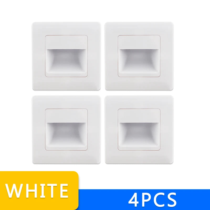 Led Stair Light 4 Colors PIR Sensor Wall Light AC110V 220V Recessed Footlight Corridor Step Lamp Motion Induction Wall Lamp