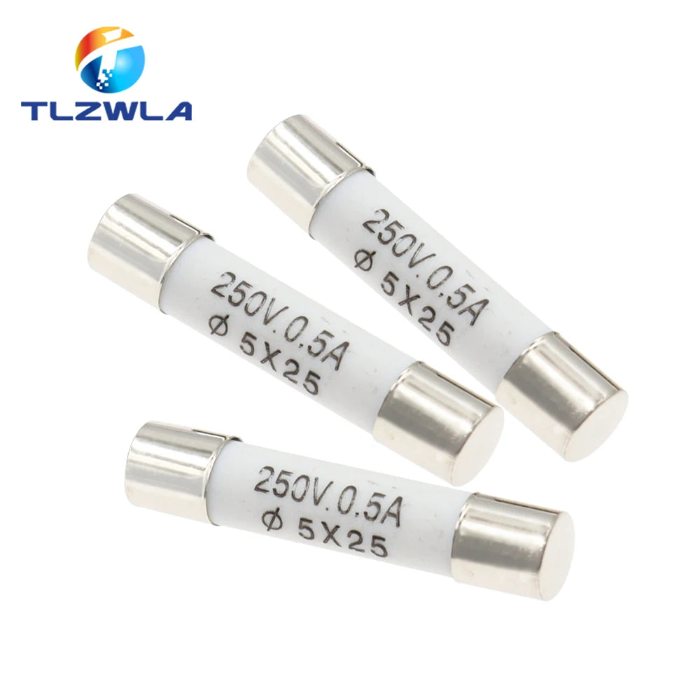 10PCS RO55 Fast Blow Ceramic Fuse 5*25mm Fuse 250V 0.5A 1A 2A 3A 4A 6A 8A 10A 15A 20A 25A 30A 5X25MM