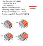 Electrical Wire Connector Set 48/62PCS 2/3/4/5/8 Port Lever Quick Splice Wire Connectors 32A 250V AWG28-12 0.08-4mm2 Storage Box