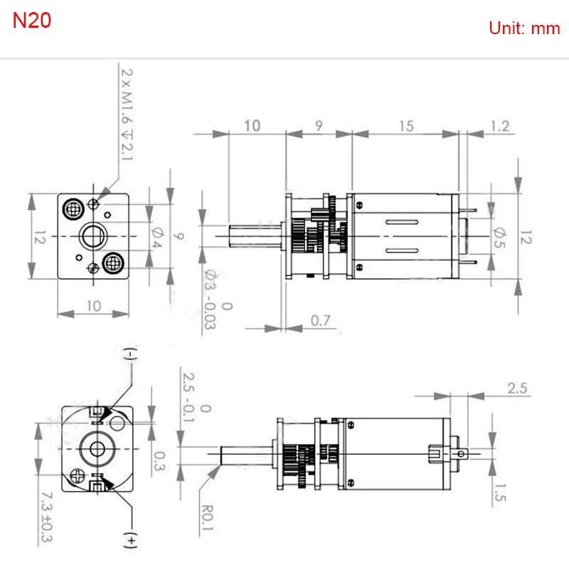 DC 3V/6V/12V N20 N30 Mini Metal Gear Motor Straight Output Shaft 15-1000RPM Slow Speed High Torque WormAll Metal gearbox Motor