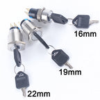 2/3 Positions Rotary Buttons 16/19/22mm Metal Brass Chrome Key Push Selector Switch 2NO2NC Press Without LED 2 keys
