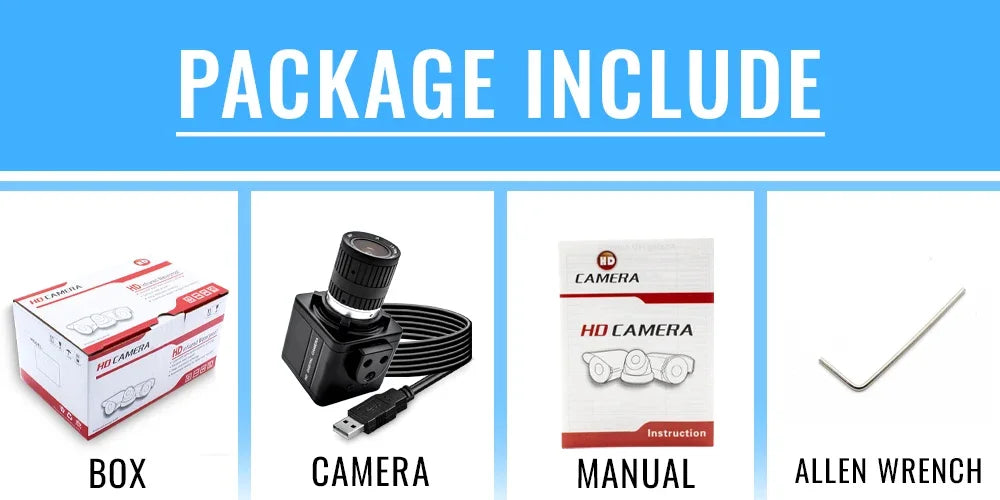 Global Shutter USB Camera 1080P 90FPS Industrial Metal Box With 5-100mm Varifocal Lens Plug Play For Meeting Document Scanning