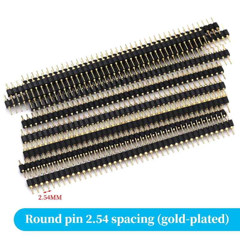 Javino 5/20/50Pcs 1x40 Pin Connector Header Strip Male Female Header Single Row 40 Pin 2.54mm Pin Connector Strip Round Needle
