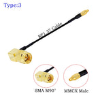 1Pcs RF1.37 Cable SMA Male/Female to MMCX Male 90 Degree Connector 50ohm SMA to MMCX RF Coaxial Extension Jumper OD=1.37 Cable