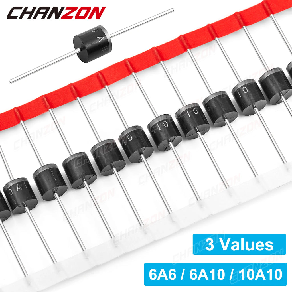 20Pcs 6A4 6A10 10A10 R-6 Axial Diode Rectifier 6A 10A 400V 1000V Silicon DIP Through Hole Electronic Original High Power Diodes