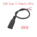 USB Type C Power Supply Cable 2/4 Pin Male Female Socket Type-C Plug Connector Adapter For Data Charging Cables Wires Repair DIY