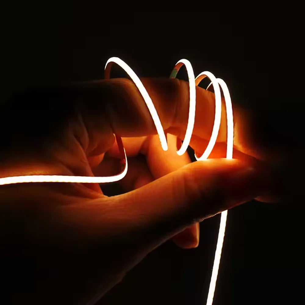 5V 12V 24V 3mm Ultra Narrow COB LED Strip 400LEDs LED Bar Lights for Car Lamp Orange 1800K 2000K Warm White 4000k Red 5m 10m 50m
