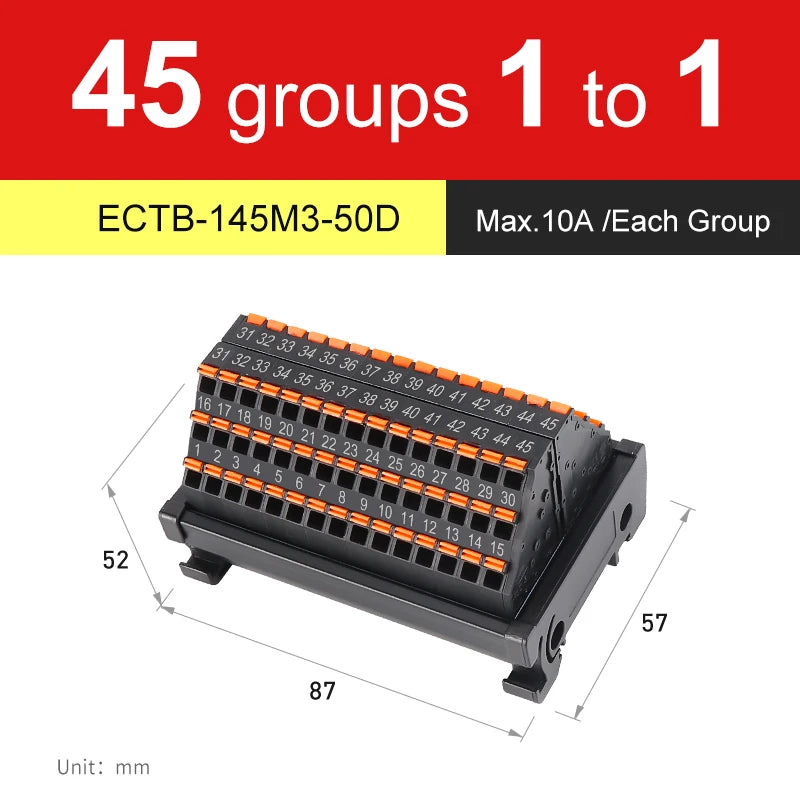 ENMG ECTB Terminal Block 10A 24-Point 42-Point 48-Point 84-Point PLC Signal Transfer Junction Rail Mount Power Distribution Box.