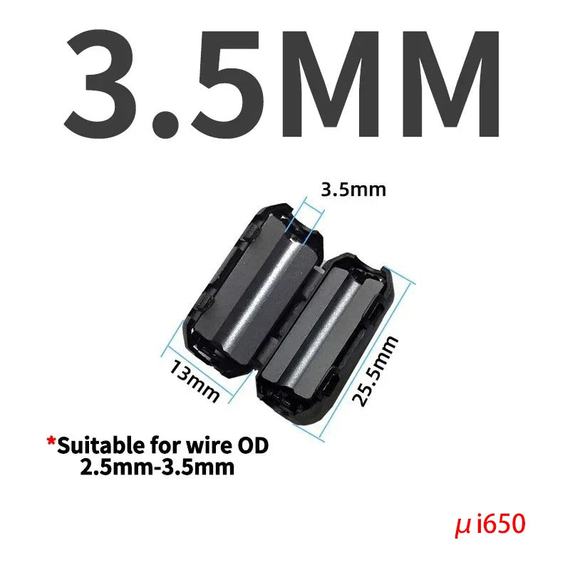 10/20Pcs Clip-on Ferrite Core Ring Bead 3.5-15mm EMI RFI Noise Filter Snap Cable Clip Choke for Black Audio Video Wire