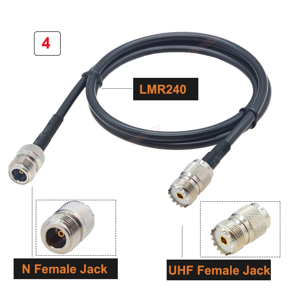 N to UHF LMR240 Cable N Male/Female to UHF Male/Female RF Adapter 50 Ohm 50-4 Pigtail RF Coaxial Jumper 4G 5G LTE Extension Cord