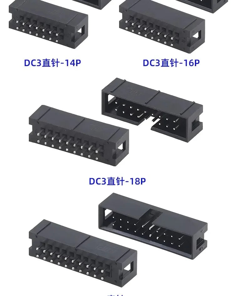 10Pcs Pitch 1.27mm 2.0mm 2.54mm Male Socket Straight IDC Box Headers PCB CONNECTOR DOUBLE ROW DC3 HEADER DIP 6/10/20/26/34/40Pin