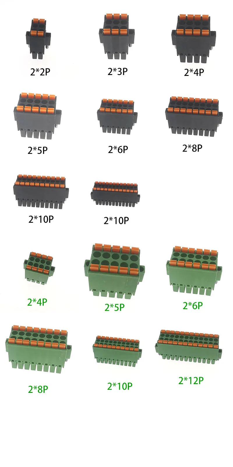10pcs 2X2-20P KF2EDGKSM-3.5 Compact Double Layer Plug-in Terminal Block Spring Quick Connect DFMC 1,5/20-STF-3,5 1790470 Equival