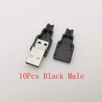 10Pcs USB 2.0 Type A 4 Pin Male Female Assembly Adapter Connector Soldering Type 5V USB-A Plug Socket Charging Data DIY Repair