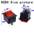 5pcs 2 Position Red Light Rocker Switch 16A/250V KCD4-20 4 Pin ON/OFF Toggle Switches 35 x 25.5 x 10mm