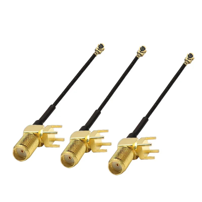 50pcs Cable U.FL /MHF4 to SMA female pigtail with 4 Pins Square Stand Right Angle Connector Jack PCB Panel Mount Plug RF Adapter