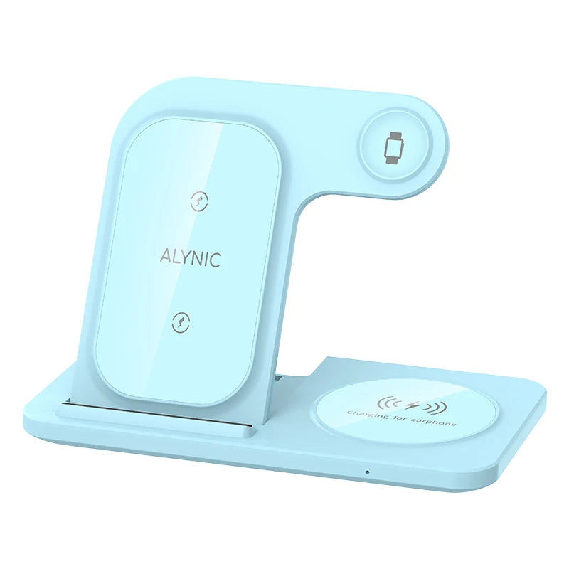 LED Fast Wireless Charger Stand 3 in 1 Foldable Charging Station For iPhone 17 16 15 14 13 12 Apple Watch 9 8 7 6 5 Airpods Pro