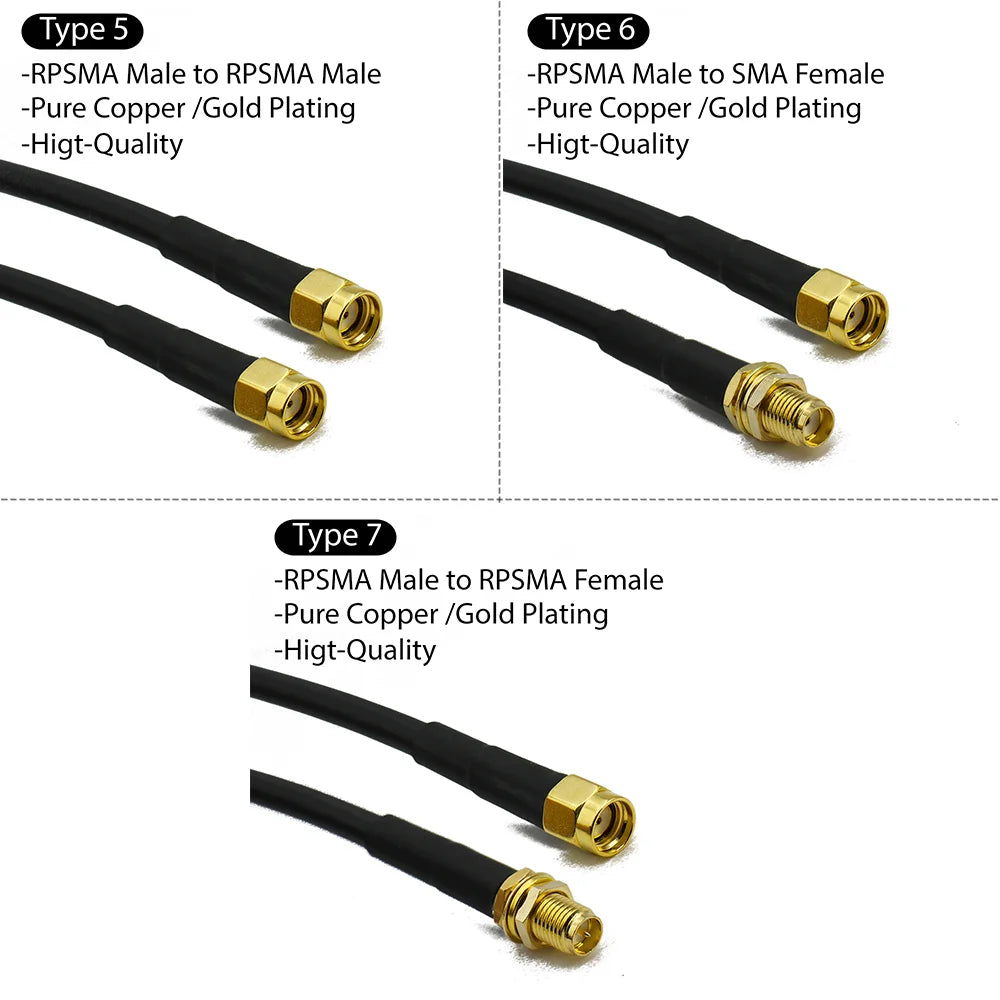 RG58 SMA Male to SMA Female 50ohm Coaxial Cable Low Loss RF Coax Assembly WiFi Antenna Extension Cable Connector Adapter Pigtail