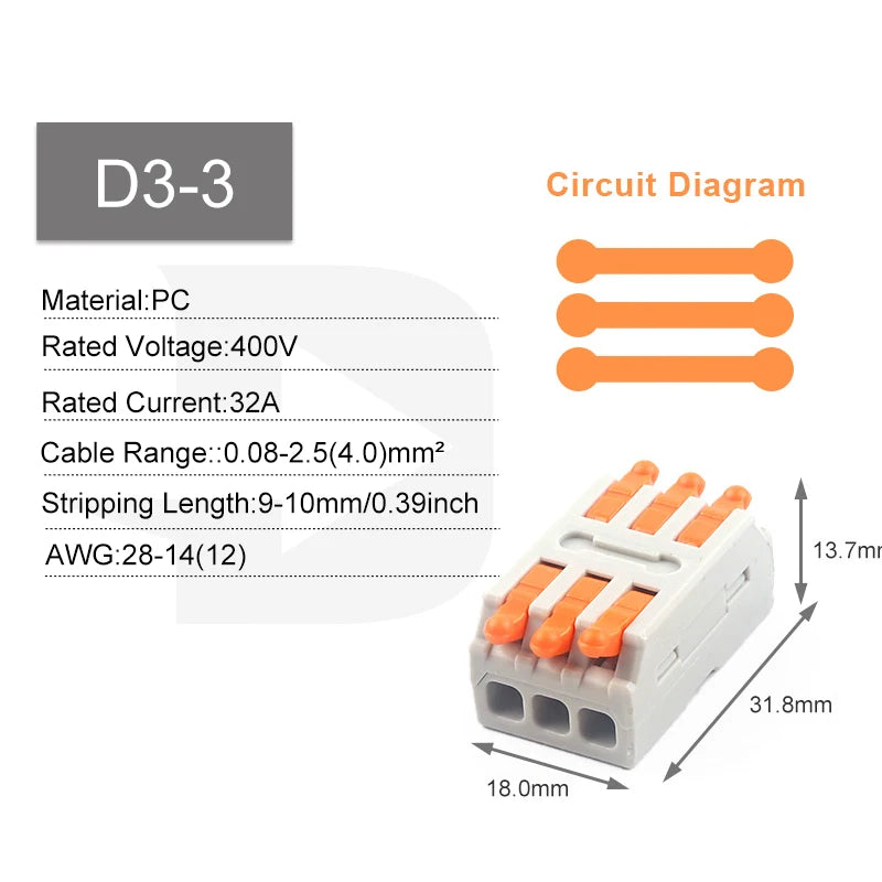 10PCS 2/3 in 2/3 out Quick Wire Connector Universal Compact SPL 222 223 Lever Push-in Electrical Cable Terminal Led Strip Light