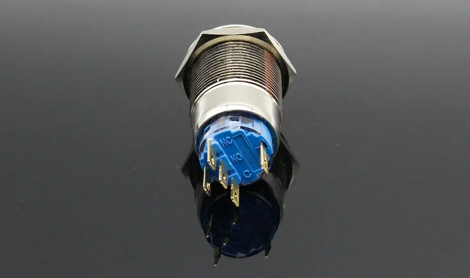 19mm Metal Alumina Black Press Button Led Power Mark Lamp Button Momentary/Latching Control PushButton Switch