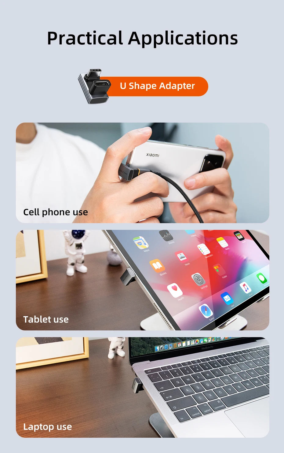 CABLETIME Type C Adapter 240W OTG USB C Adapter 8K 60Hz 40Gbps 90-Degree Converter USB4 Adapter for iPhone Adapter MacBook iPad