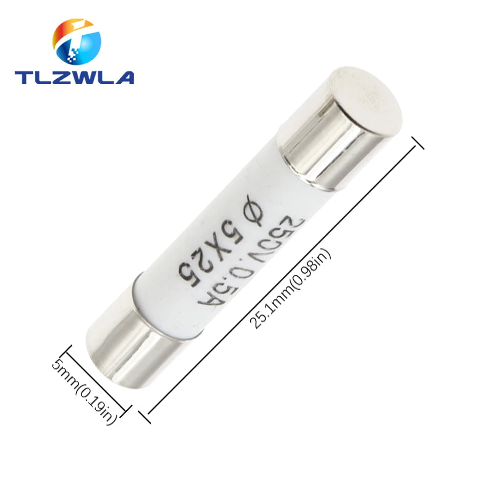 10PCS RO55 Fast Blow Ceramic Fuse 5*25mm Fuse 250V 0.5A 1A 2A 3A 4A 6A 8A 10A 15A 20A 25A 30A 5X25MM