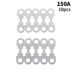 New 10Pcs 30A-150A 32VDC Small Fuse Sheet Automotive Car Flat Zinc Sheet For Car Fuse Round Hole Insert Fuse Auto Parts