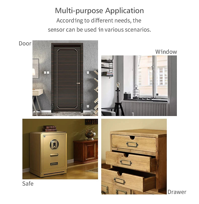 Tuya WiFi Door Sensor Window Anti-intrusion Door Open Close Burglar Security Alarm Magnetic Sensor Smart Life Alexa Google Home