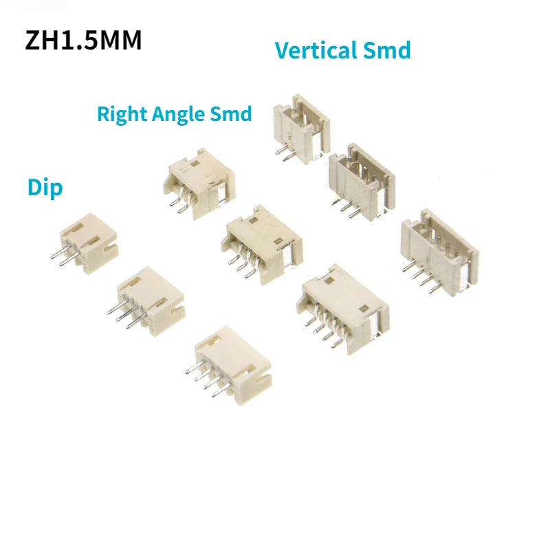 20pcs SH1.0 1.25 ZH1.5 PH2.0 XH2.54 mm Male Pin Header Socket Dip/Right Angle RA SMD SMT 2/3/4/5/6/7/8/9/10/12P Wafer