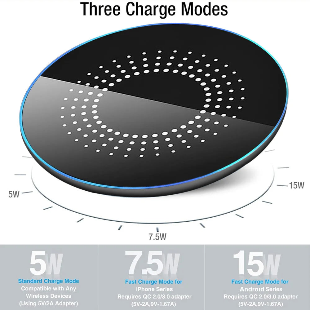 Upgraded Fast Wireless Charging Station for Samsung, Xiaomi, Huawei; 30W Wireless Charger Pad for iPhone 17- 12 Pro, XS Max