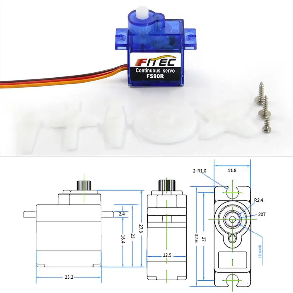 Feetech Mini FS90R Micro Servo 360 Degree Continuous Rotation RC Servo Motor 9g for Arduino Robotic Helicopter Airplane Boat DIY