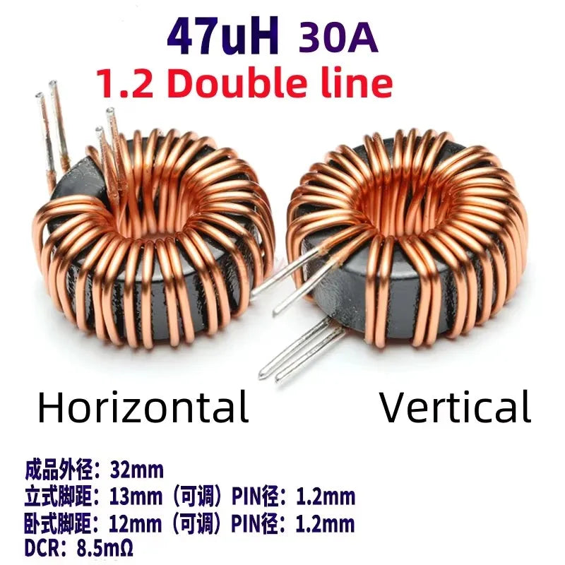 1Pcs High Current Magnetic Ring Inductor 106125-10uH 22uH 33uH 47uH 68uH 100uH Energy Storage Inductor Ring Inductor Choke Coil