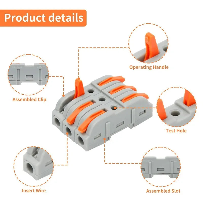 Quick Wire Connectors Multi-circuit Splicing Butt Fast Electrical Connector Universal Push-in Lever Nuts Cable Terminal Block