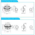 12mm 16mm 19mm 22mm Ultra-short Style Microtravel Stainless Steel Push Button Switch Led Lamp Self-reset/Momentary Normal Open